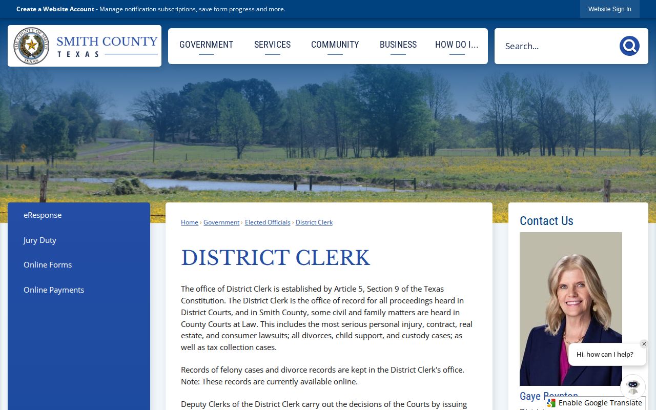 Smith County District Clerk court record search route