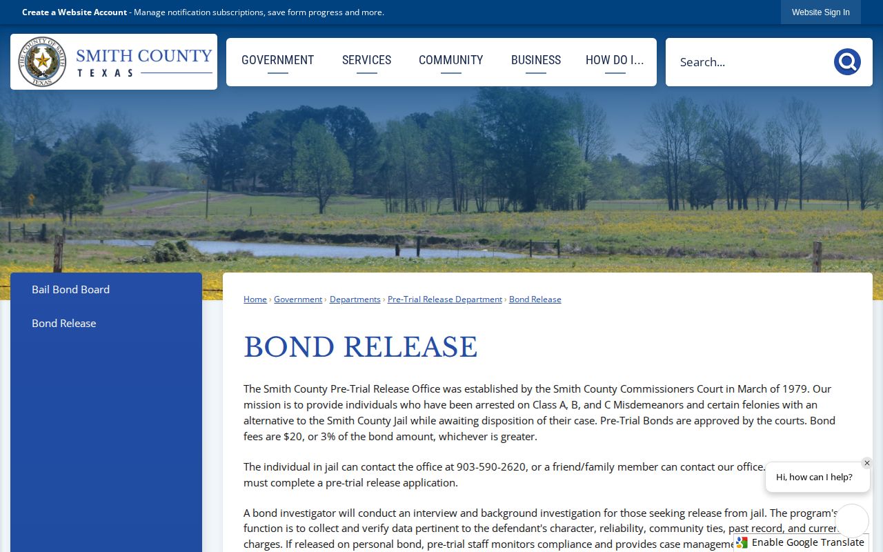 Smith County personal bond steps for a same-day jail release