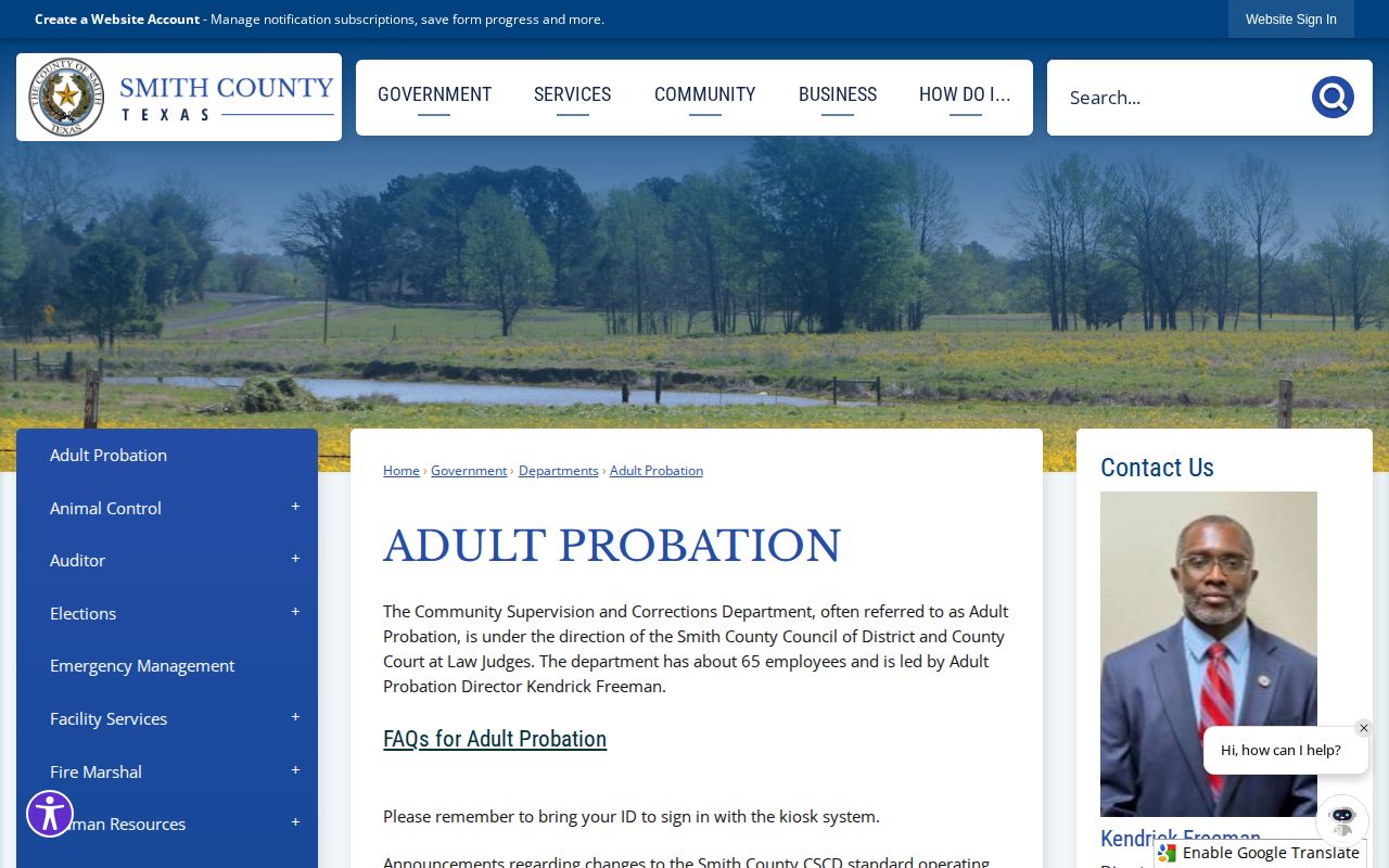 Smith County probation office contact for post-release supervision